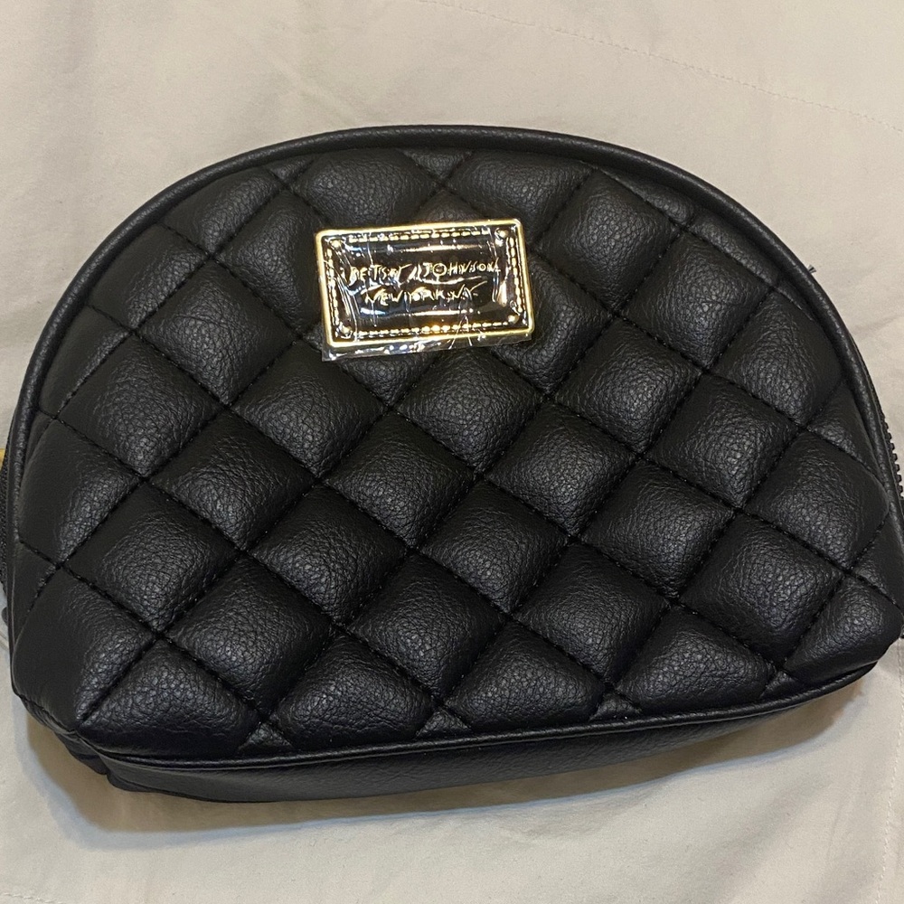 Betsey Johnson Black Quilted Women's makeup bag NWT